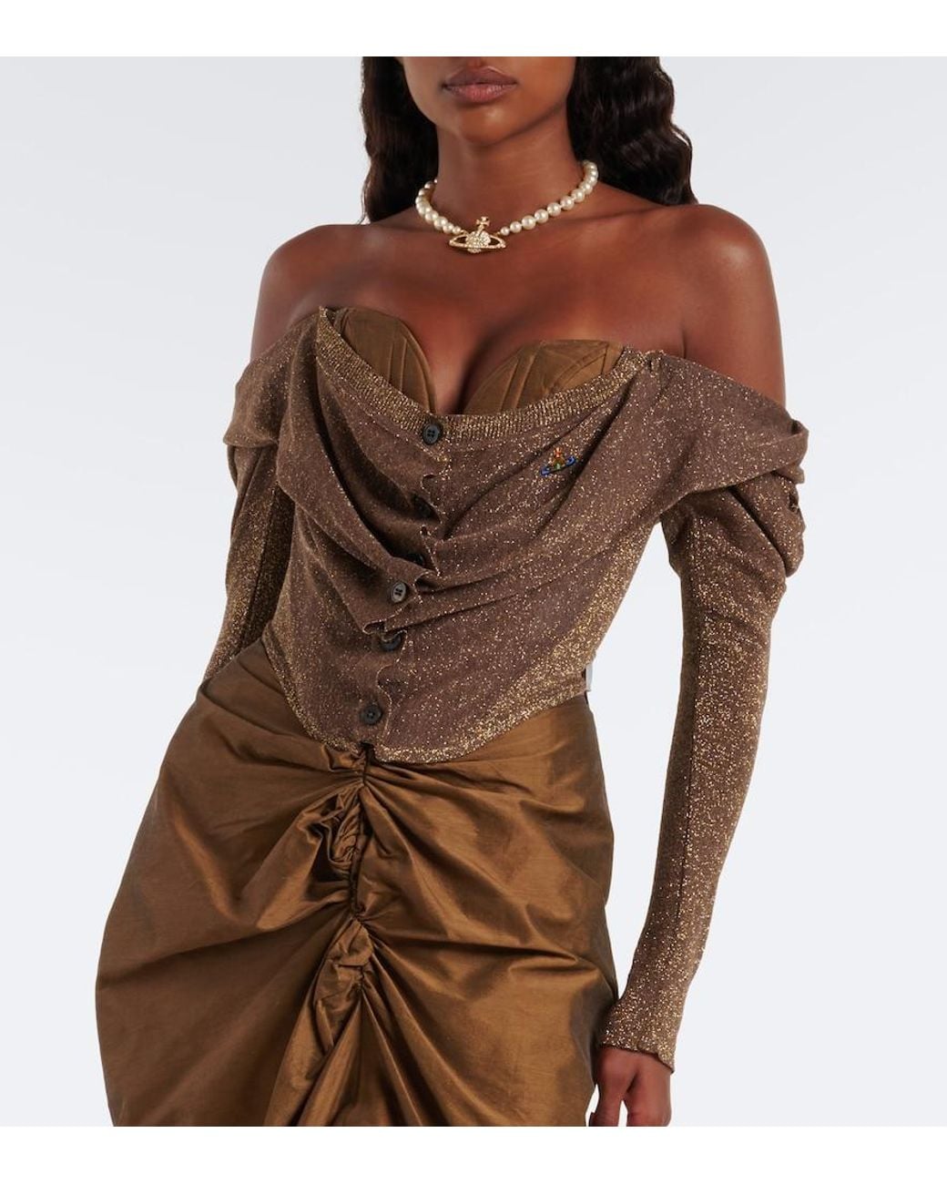 Vivienne Westwood Brown Bea Lame Cardigan
