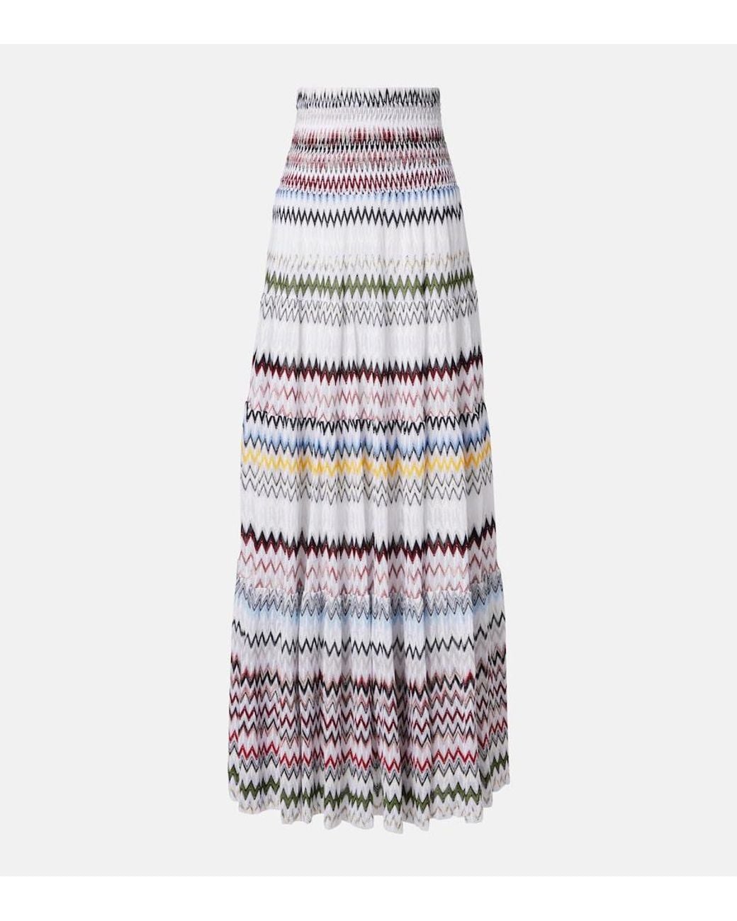 Missoni White Zigzag Maxi Skirt