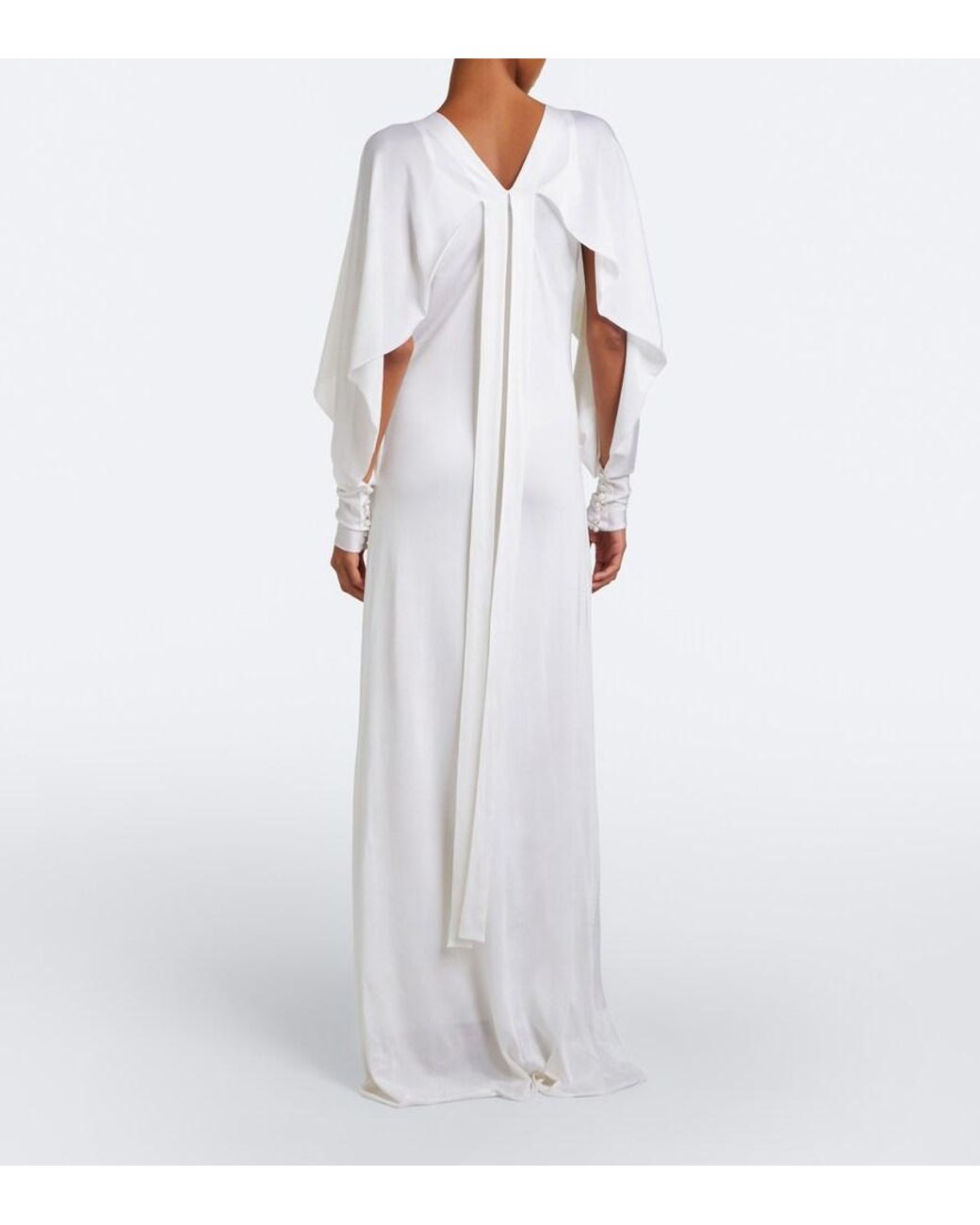 Fendi White Draped Caped Silk Gown