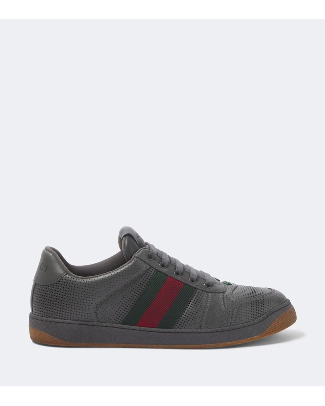 Gucci Gray Screener Perforated Leather Sneakers for men