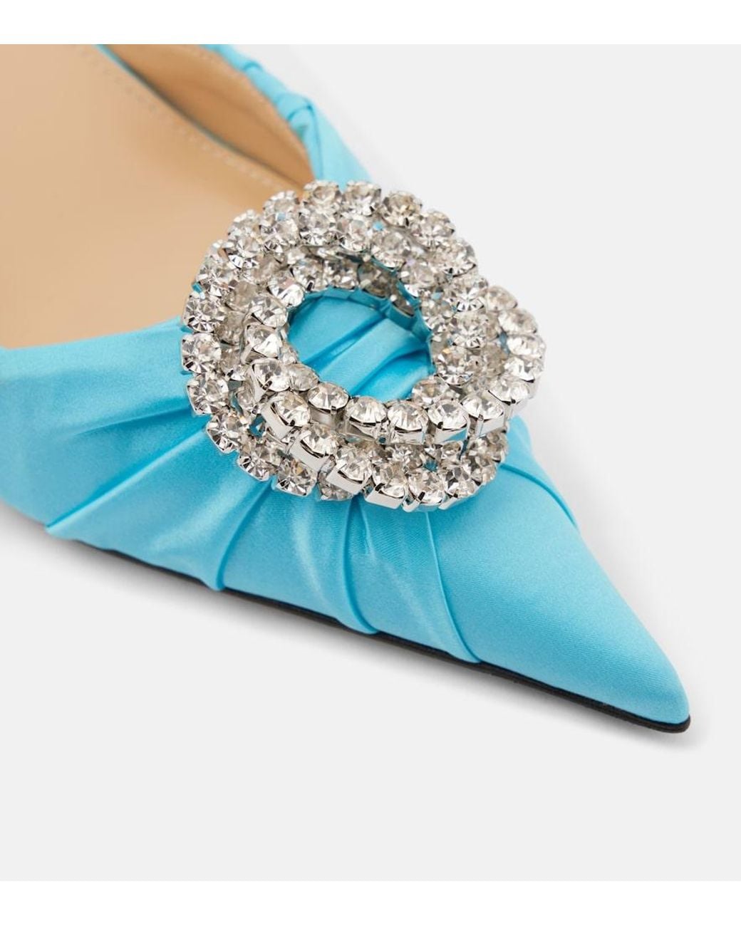 Mach & Mach Blue Galaxy 65 Satin Slingback Pumps