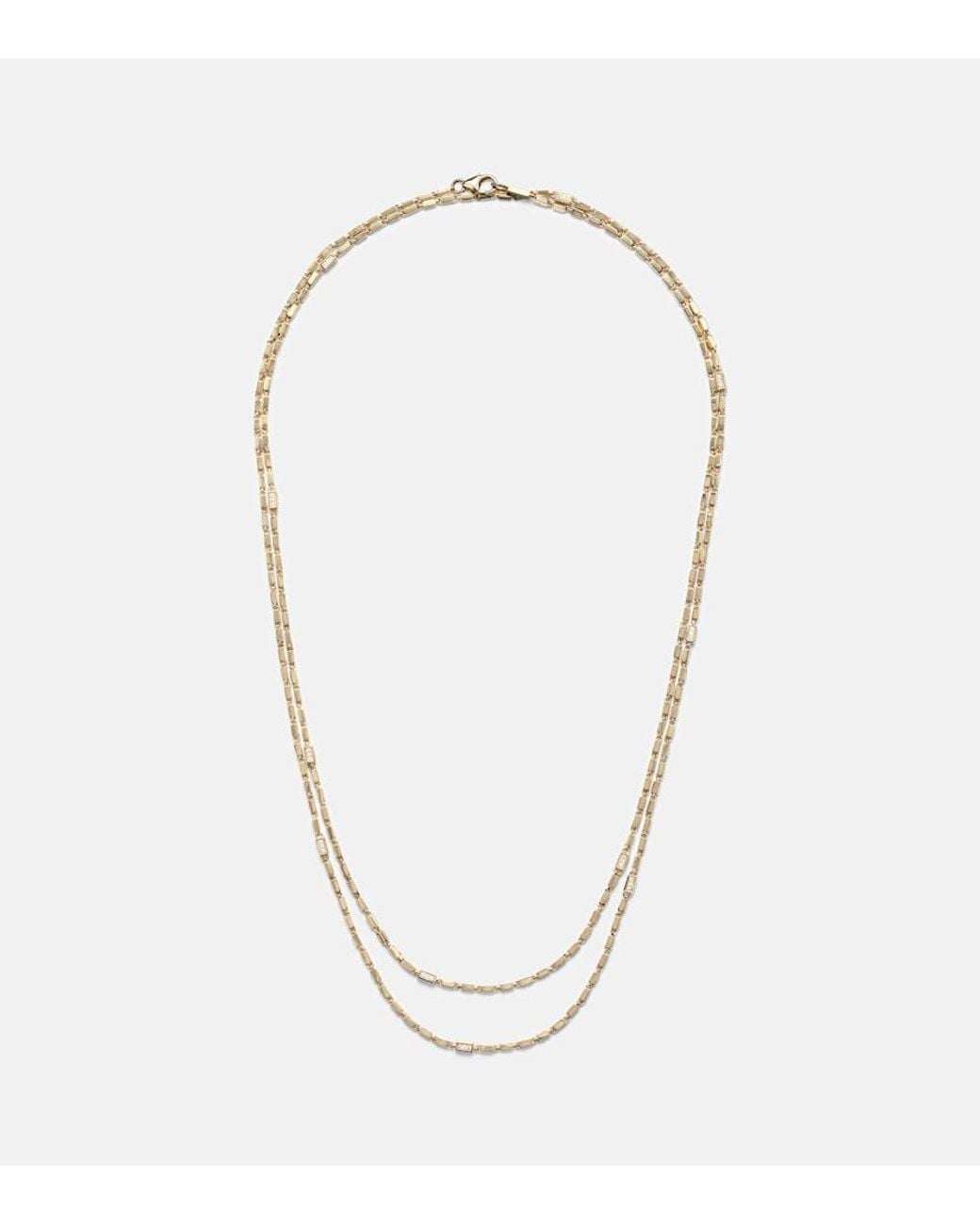 Suzanne Kalan Metallic Block-Chain 18Kt Chain Necklace With Diamonds