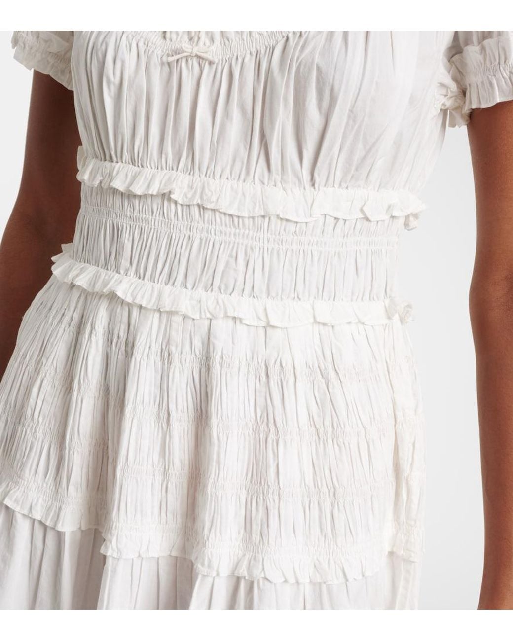 Doen White Leanne Cotton Poplin Midi Dress