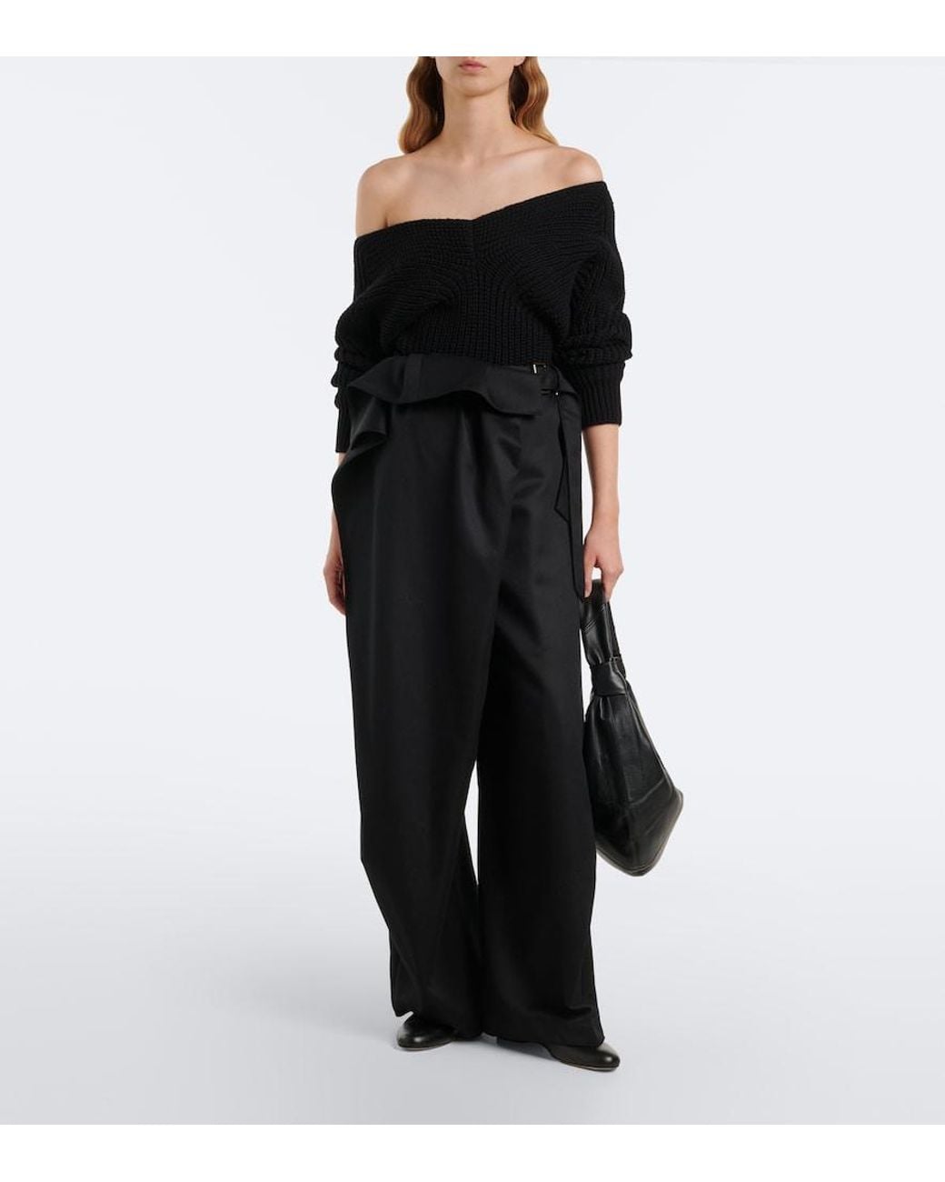 Lemaire Black Ribbed-Knit Wool Sweater