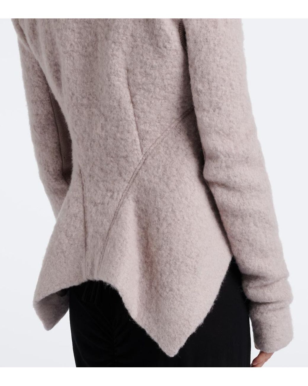 Rick Owens Gray Asymmetric Alpaca And Wool-Blend Jacket