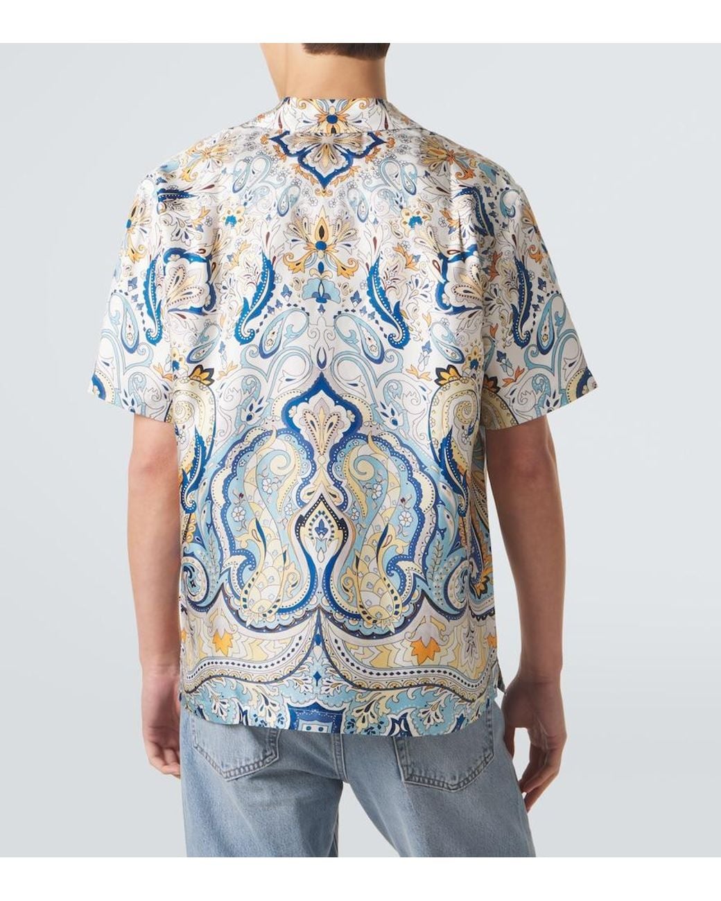 Orlebar Brown Blue Maitan Paisley Silk Shirt for men