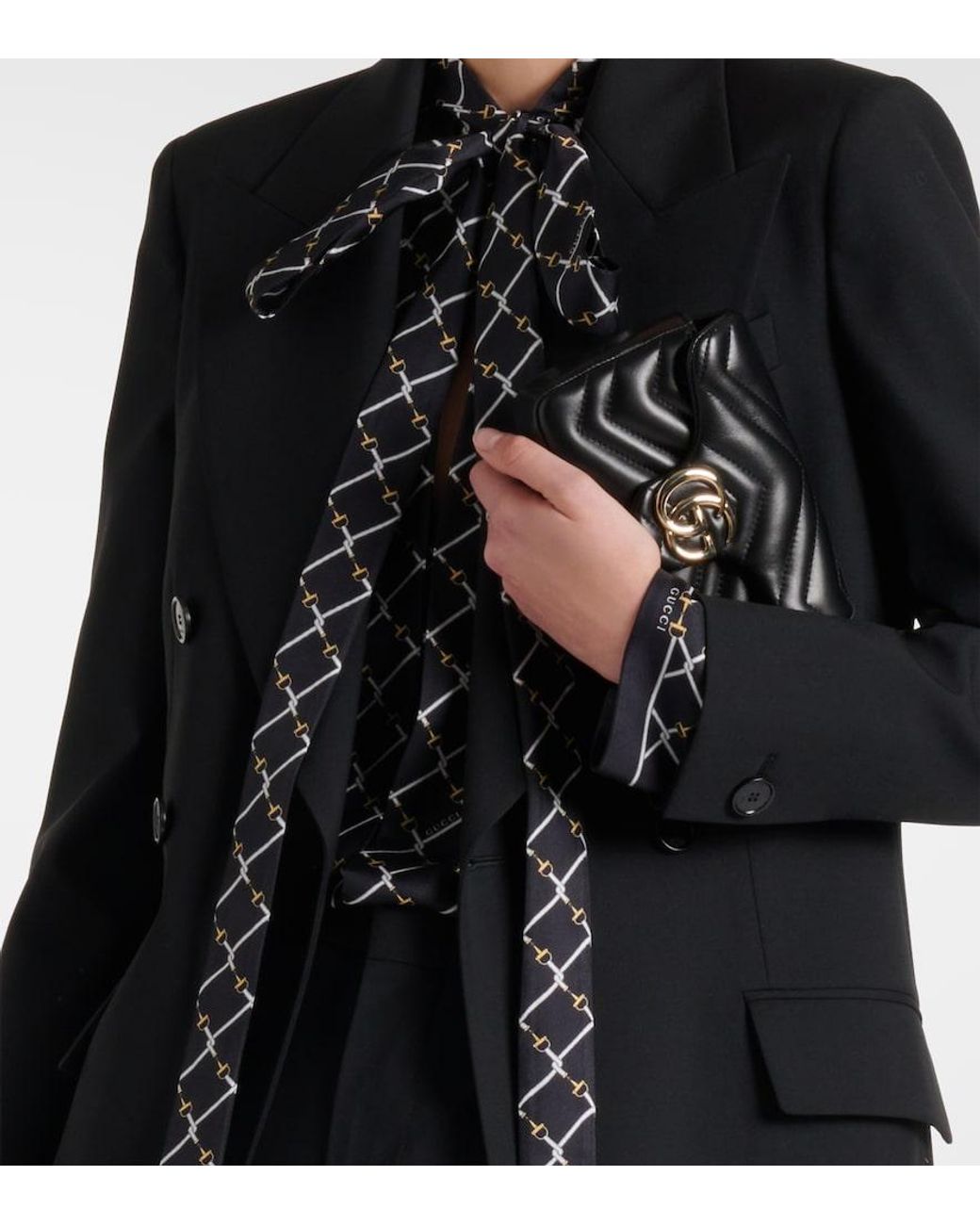 Gucci Black Gg Marmont Mini Leather Crossbody Bag