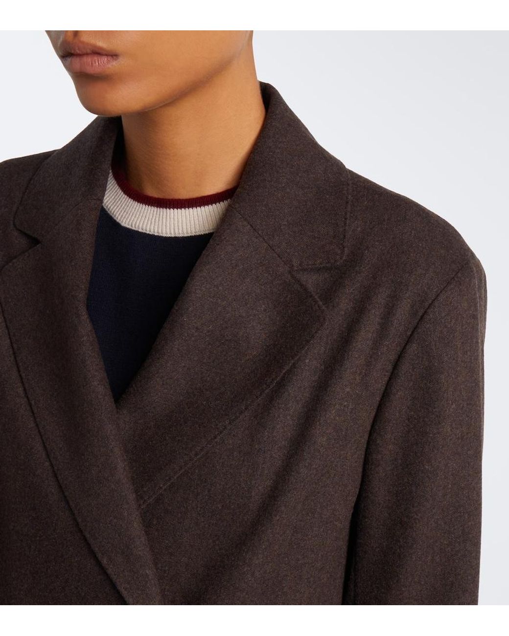 Max Mara Brown Double-Breasted Wool Blazer