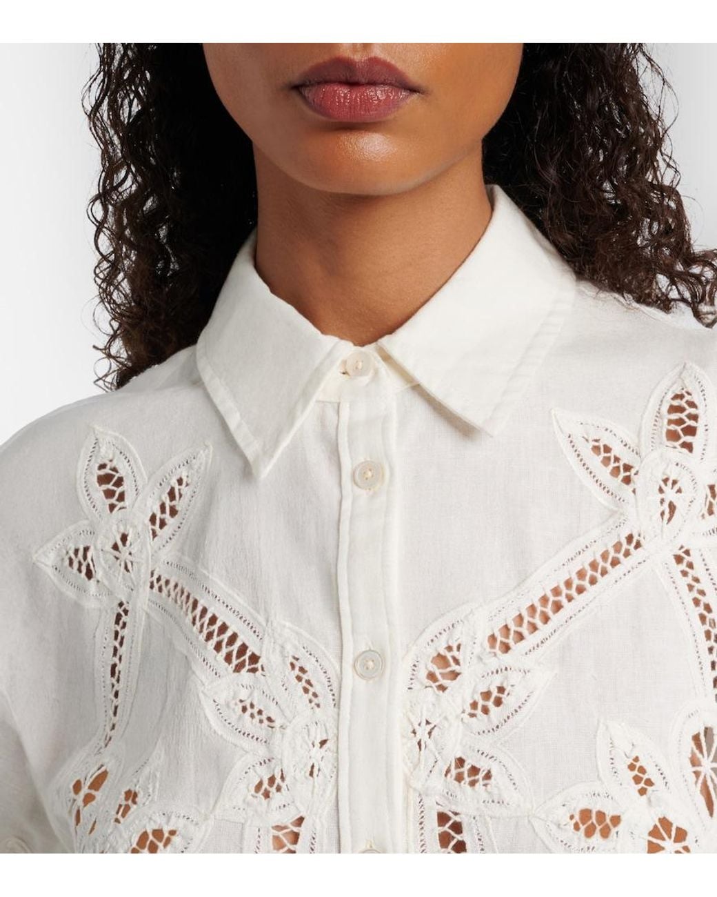 Veronica Beard White Aderes Cotton And Linen Shirt