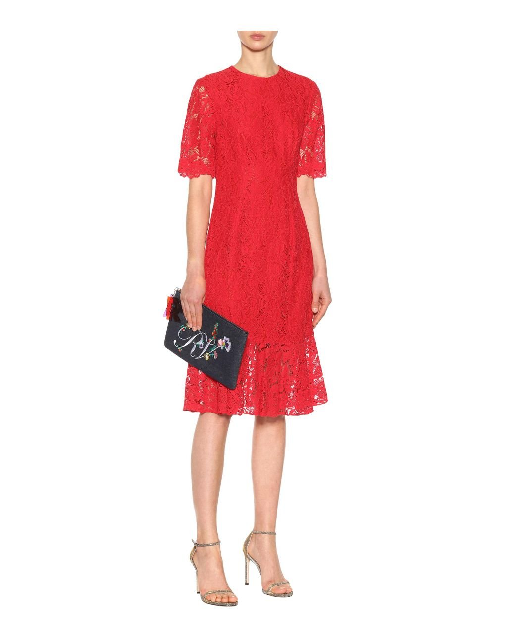 Vestido Longuette Carolina Herrera de color Rojo | Lyst