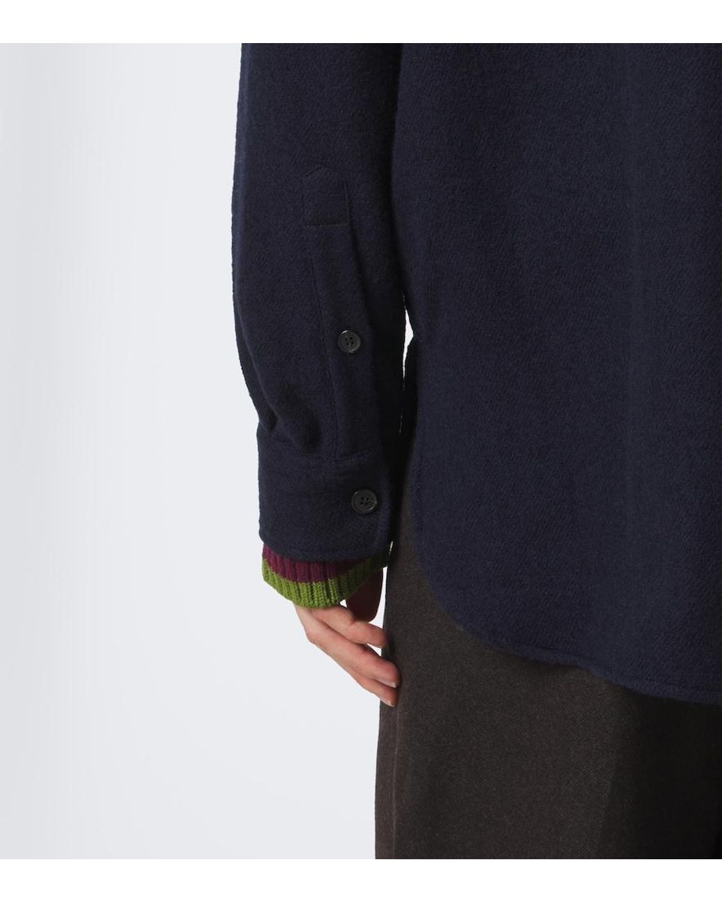 Dries Van Noten Blue Wool Overshirt for men