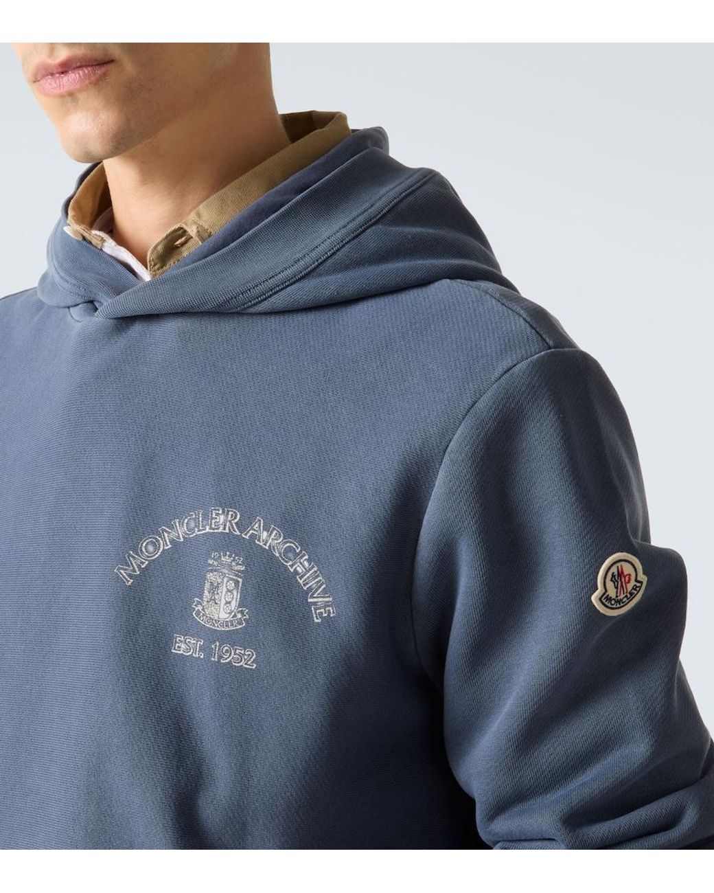 Sudadera De Algodon Con Logo Moncler de hombre de color Blue