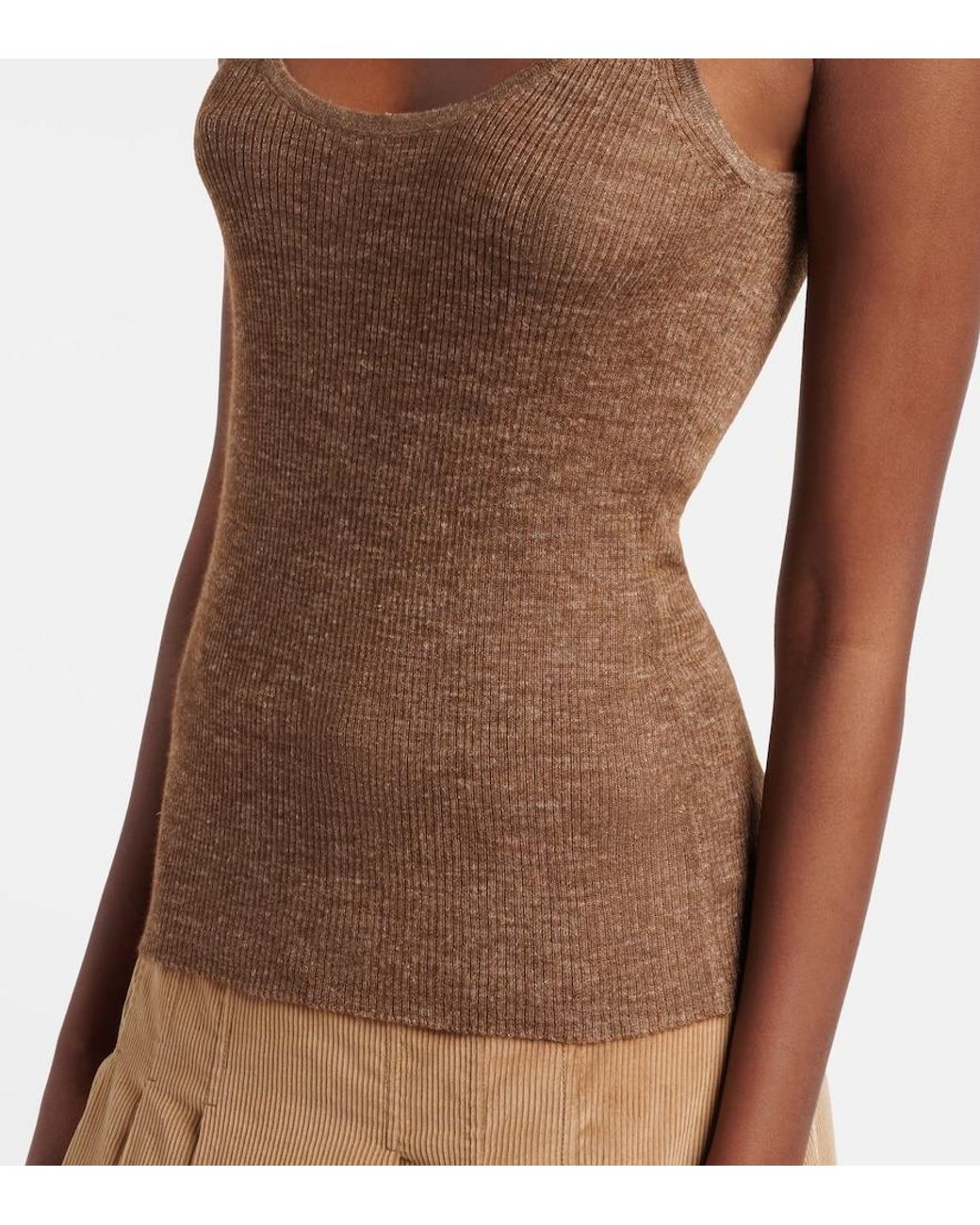 Gabriela Hearst Brown Cinxia Cashmere, Silk, And Hemp Tank Top