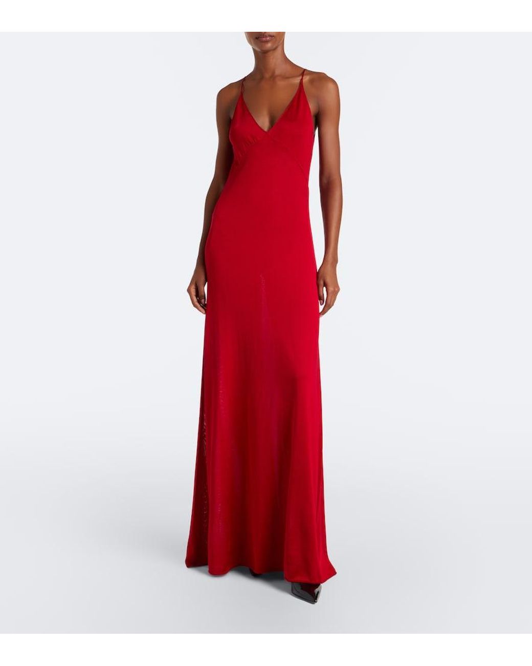 Fendi Red Silk Maxi Dress