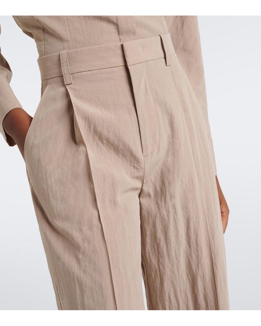 Vince Natural Pleated Wide-Leg Pants