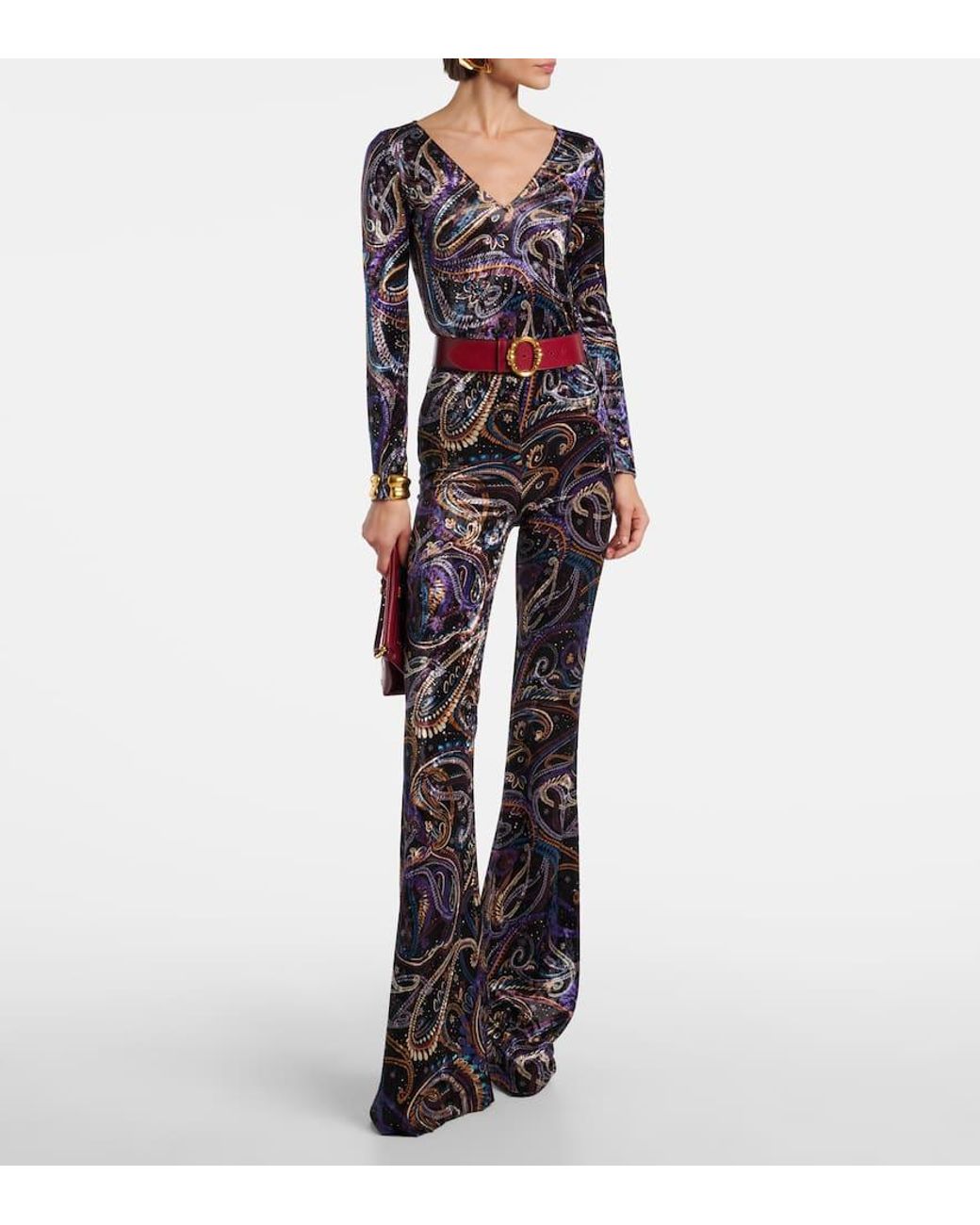 Etro Black Paisley Flared Pants