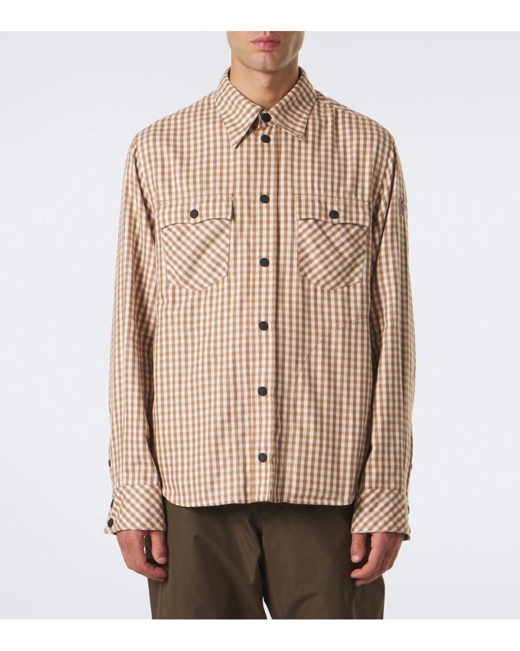 Moncler Brown Check Cotton-Blend Twill Shirt for men