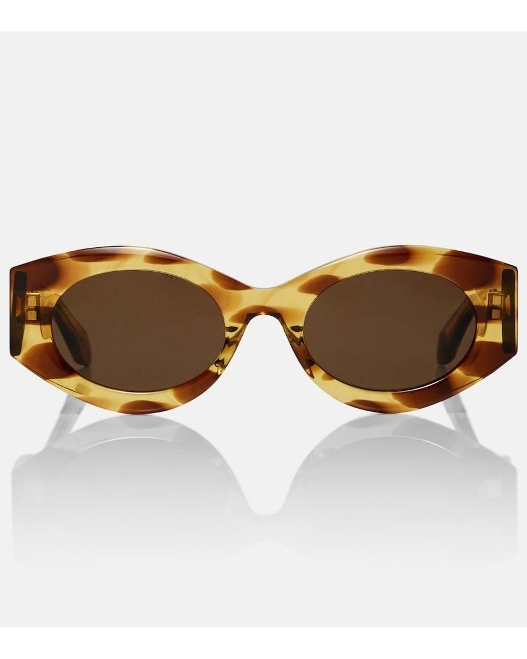 Alaïa Brown Logo Oval Sunglasses