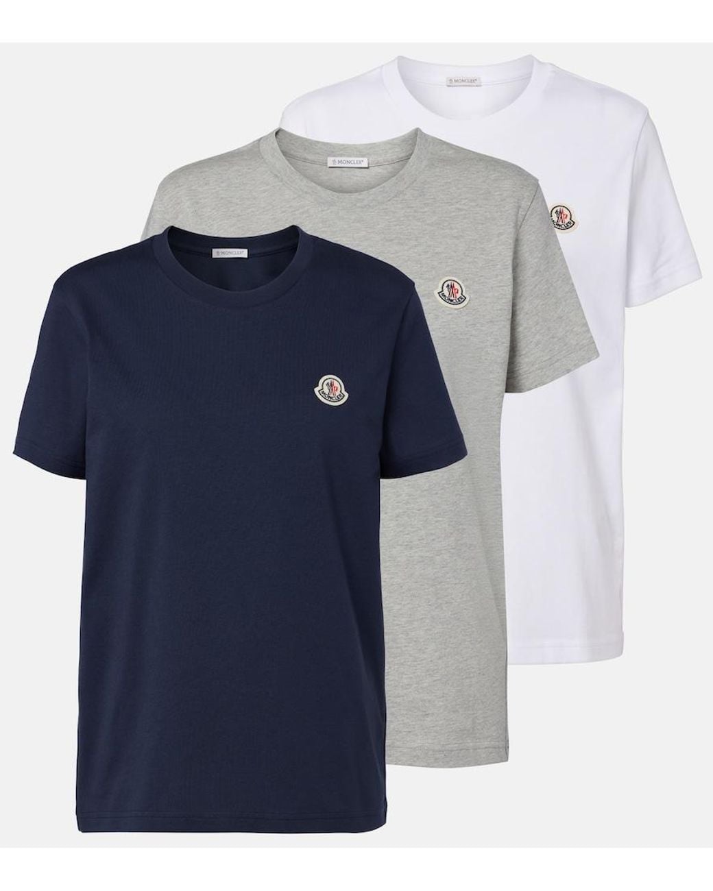 Moncler Blue Set Of Three Cotton Jersey T-Shirts