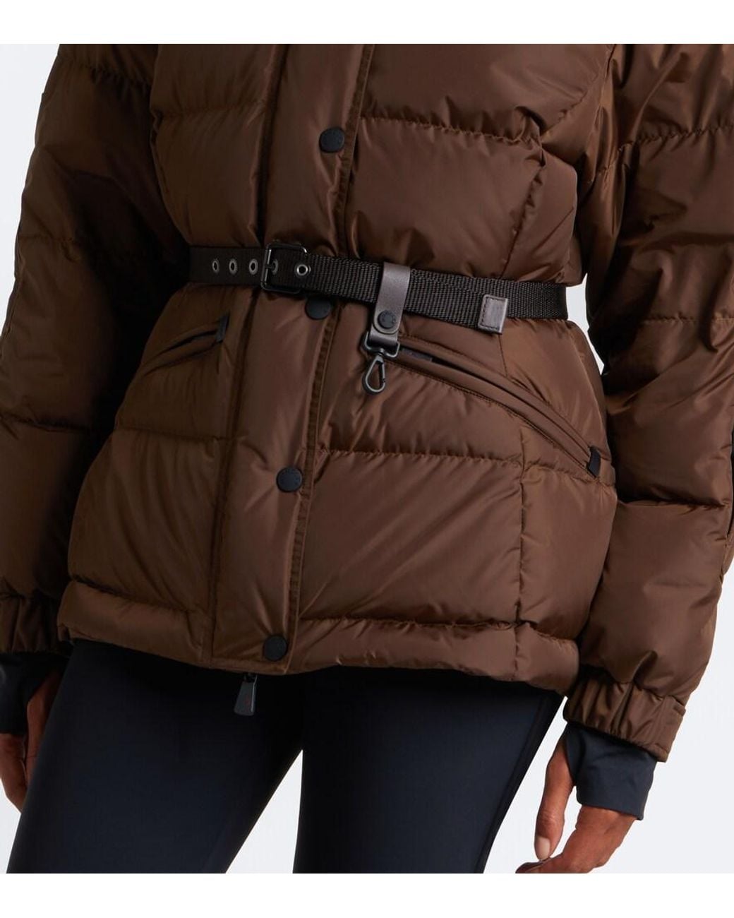 Moncler Brown Salastrains Belted Ski Jacket