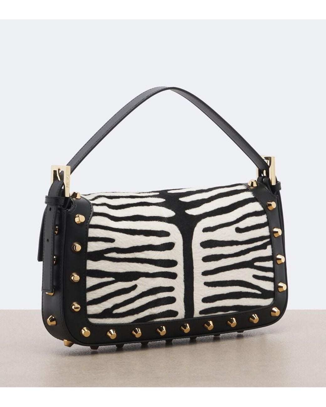 Fendi Metallic Baguette 26424 Calf Hair Shoulder Bag