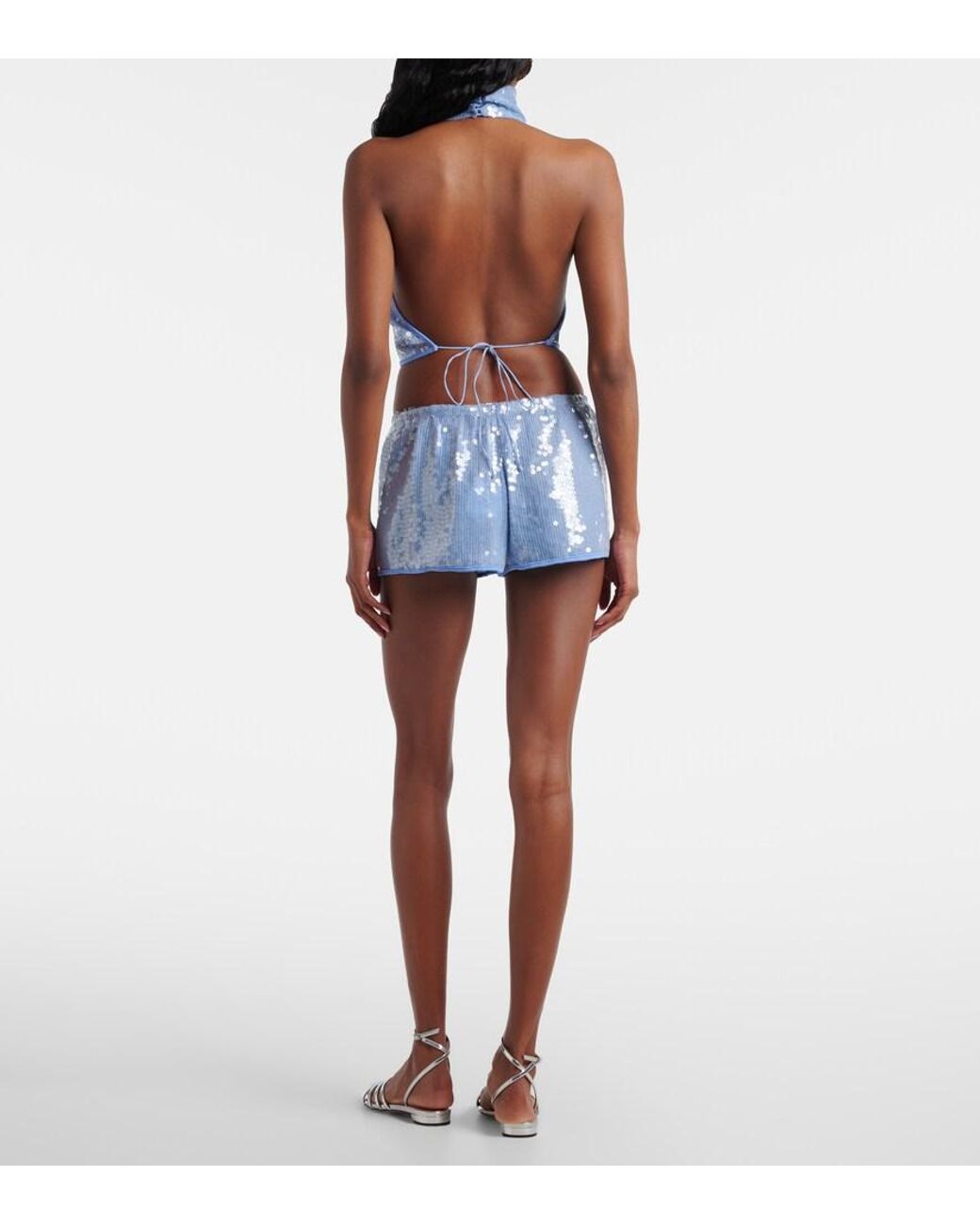 Oseree Blue Sequined Shorts
