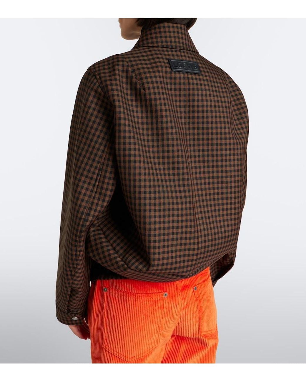 Loewe Brown Checked Wool Blouson Jacket