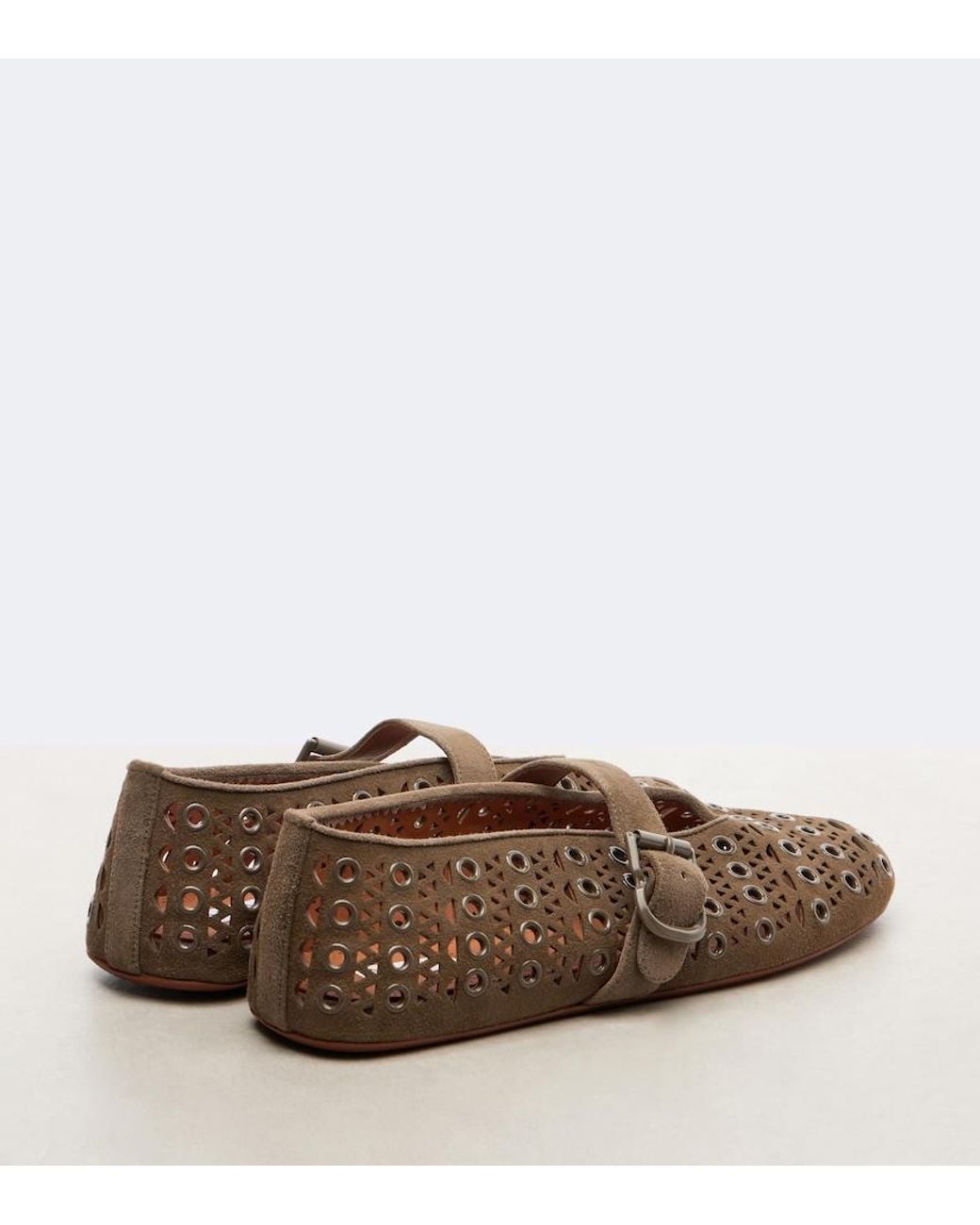 Alaïa Brown La Ballerine Suede Mary Jane Flats