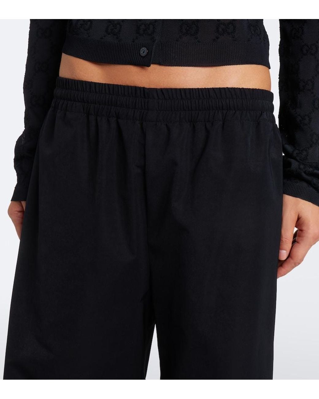 Gucci Black Technical Twill Wide-Leg Pants