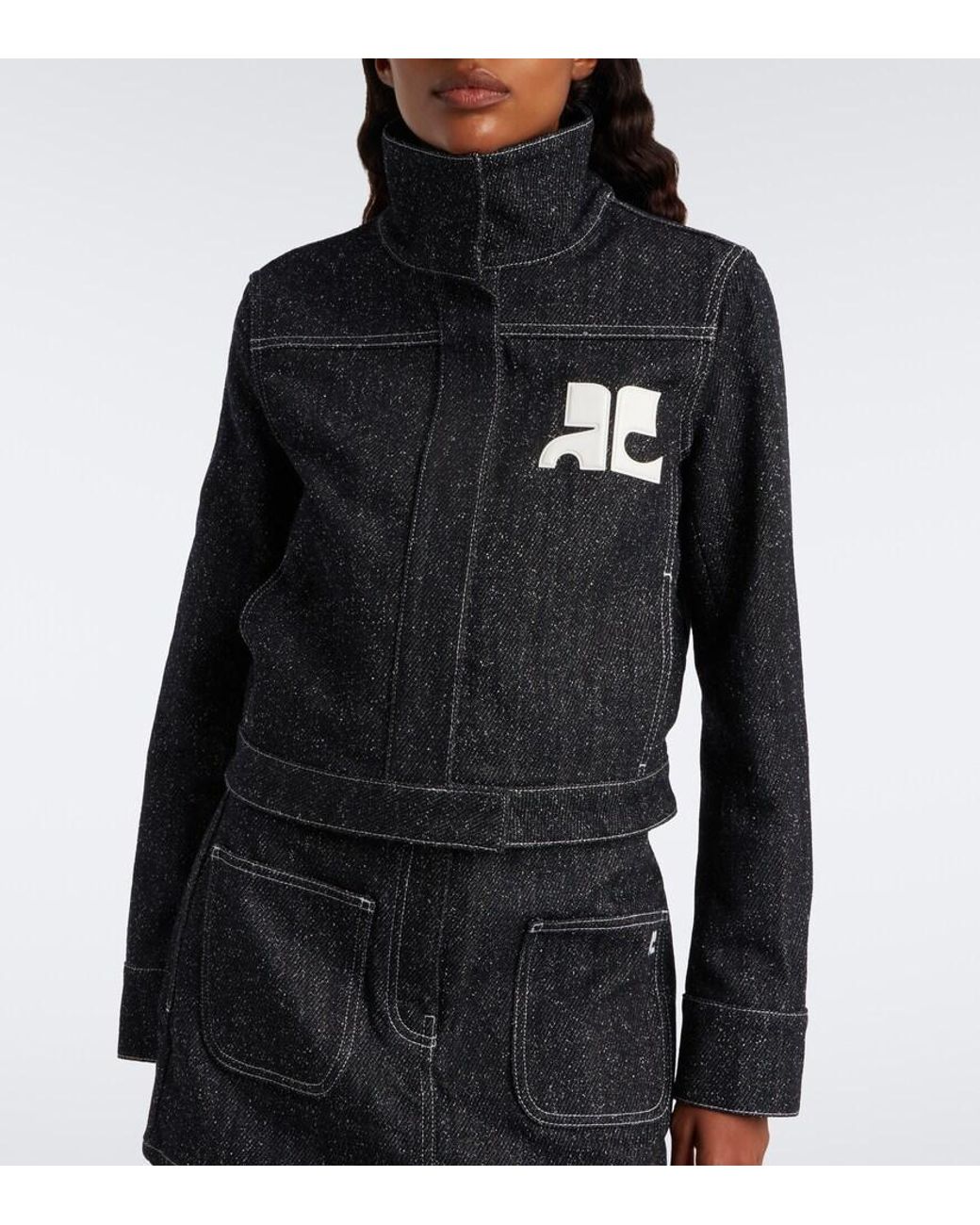 Courreges Black Logo Denim Tweed Jacket