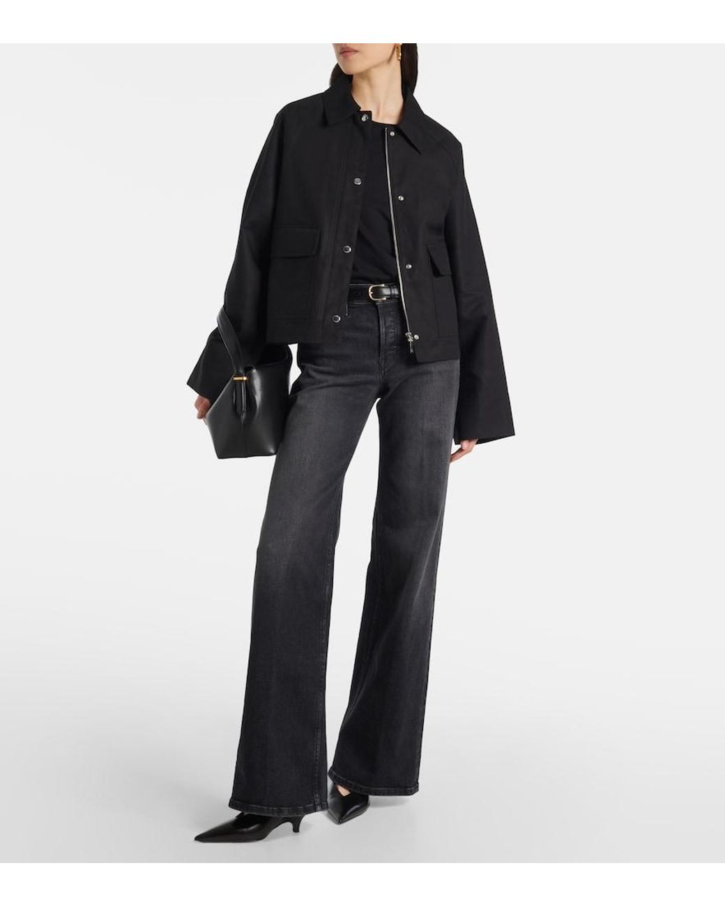 Re/done Black Mid-Rise Wide-Leg Jeans