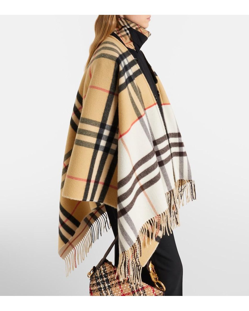 Burberry Metallic Check Cashmere And Wool Shawl