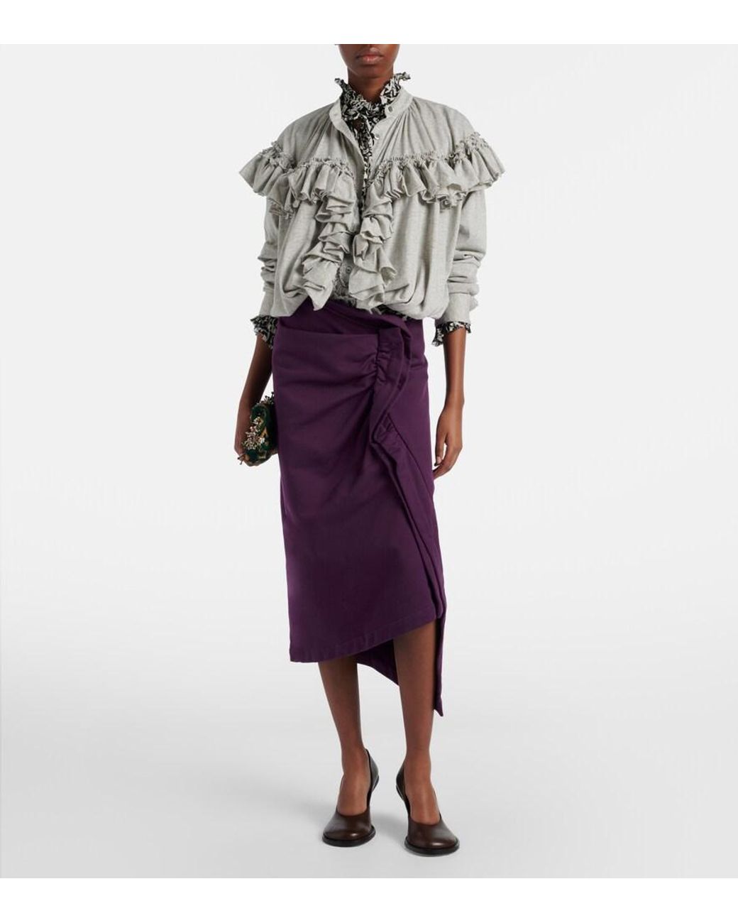 Dries Van Noten White Ruffled Cotton Jersey Blouse