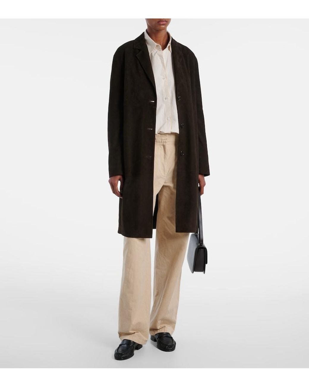 The Row Brown Babilonia Suede Coat
