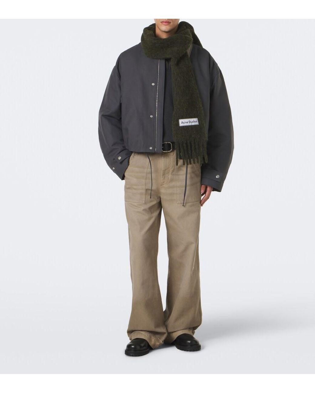 Acne Green Alpaca, Wool, And Mohair-Blend Scarf for men