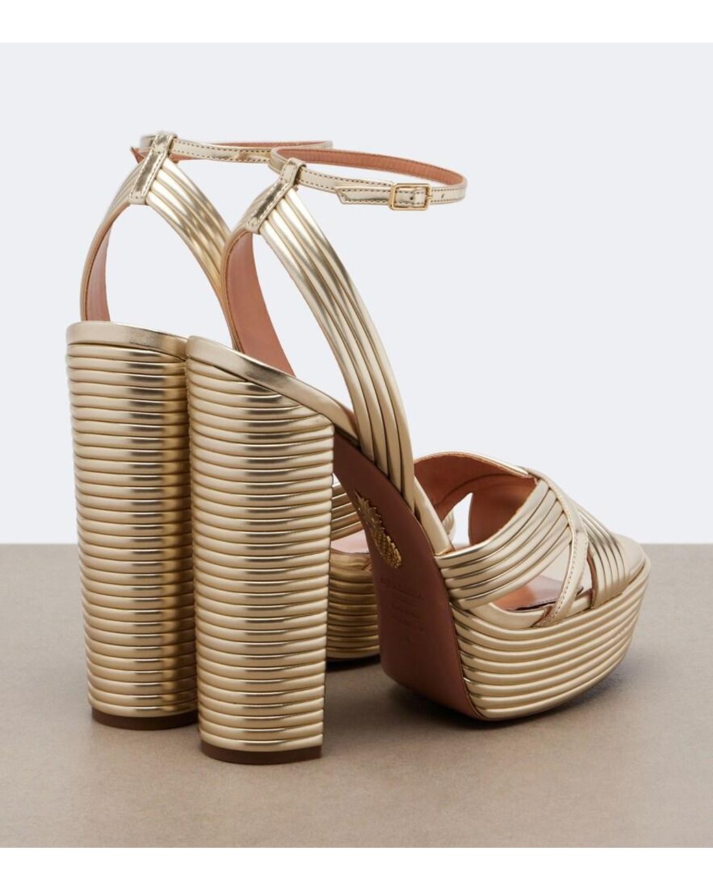 Aquazzura Metallic Sundance Leather Platform Sandals