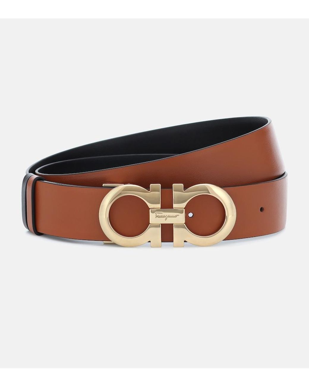 Ferragamo Brown Gancini Reversible Leather Belt