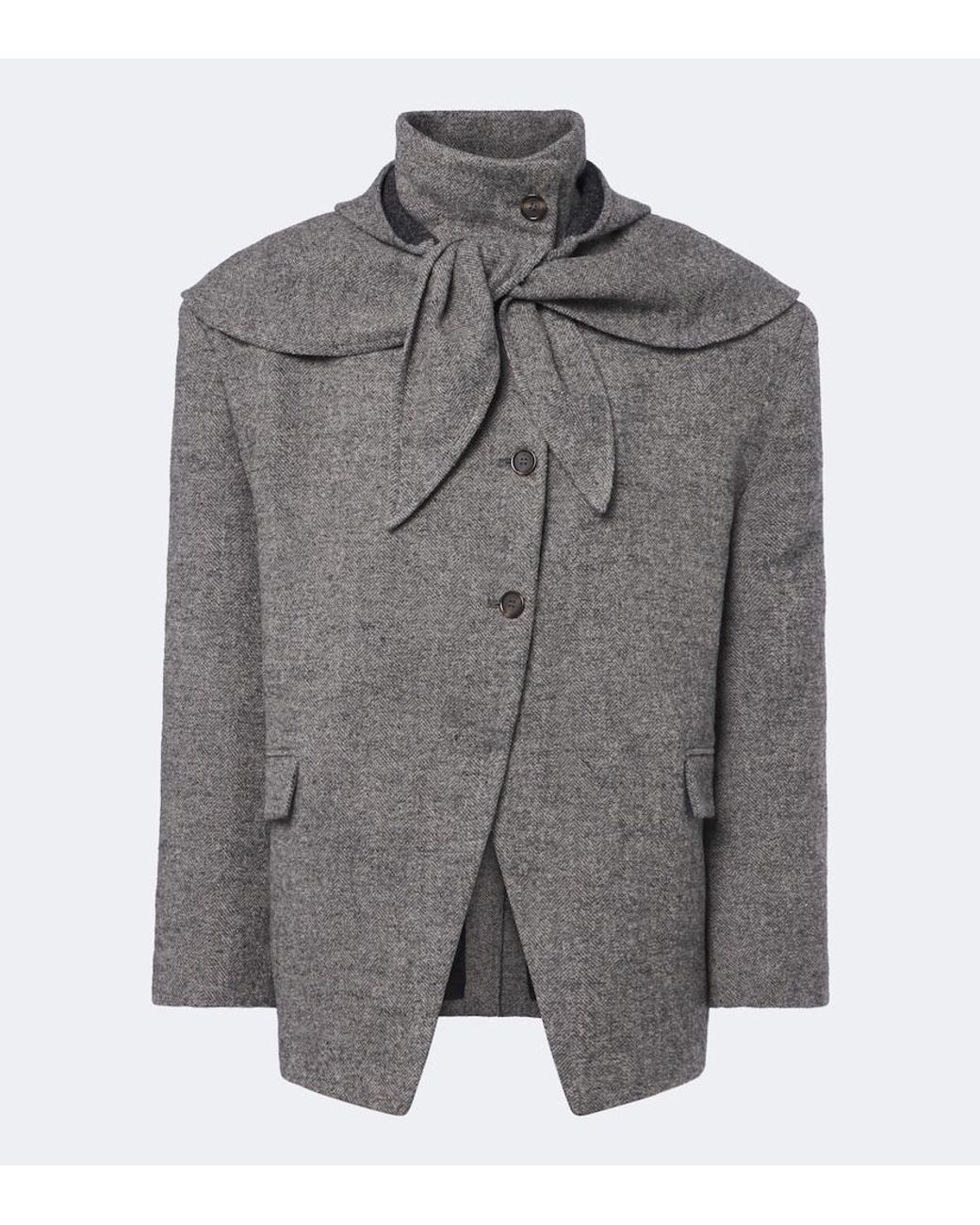 Magda Butrym Gray Herringbone Wool And Cashmere-Blend Blazer