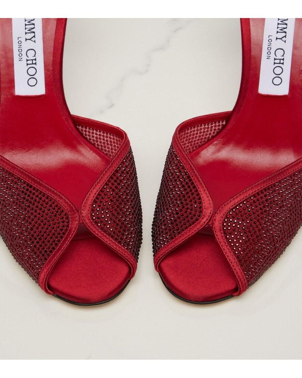 Jimmy Choo Red Sacora Crystal-Embellished Sandals