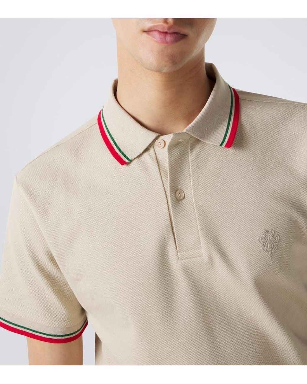 Gucci Natural Cotton-Blend Pique Polo Shirt for men