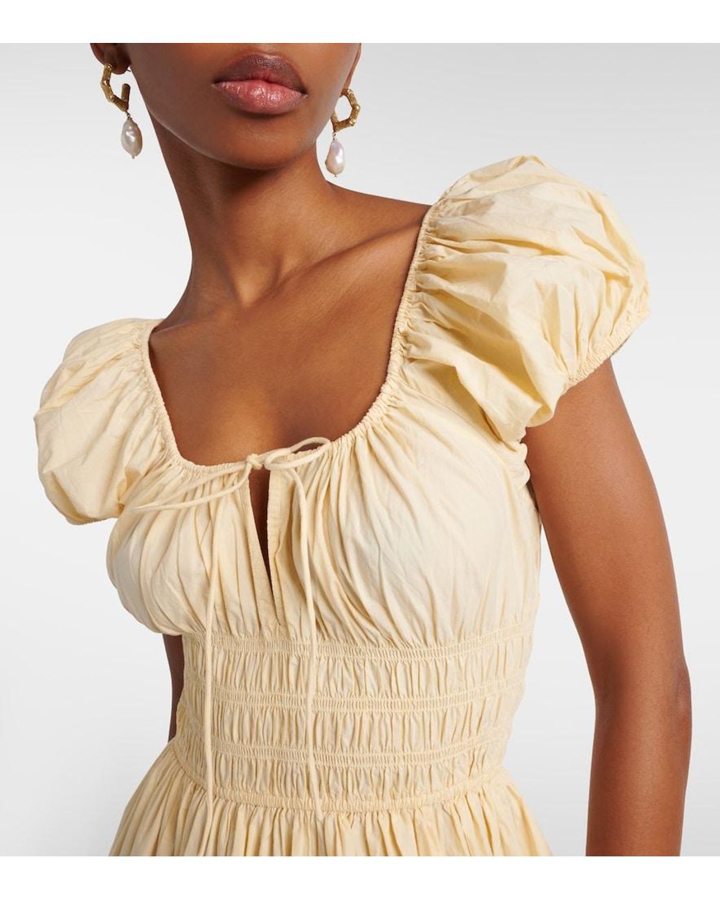 Doen Natural Quinn Cotton Poplin Midi Dress