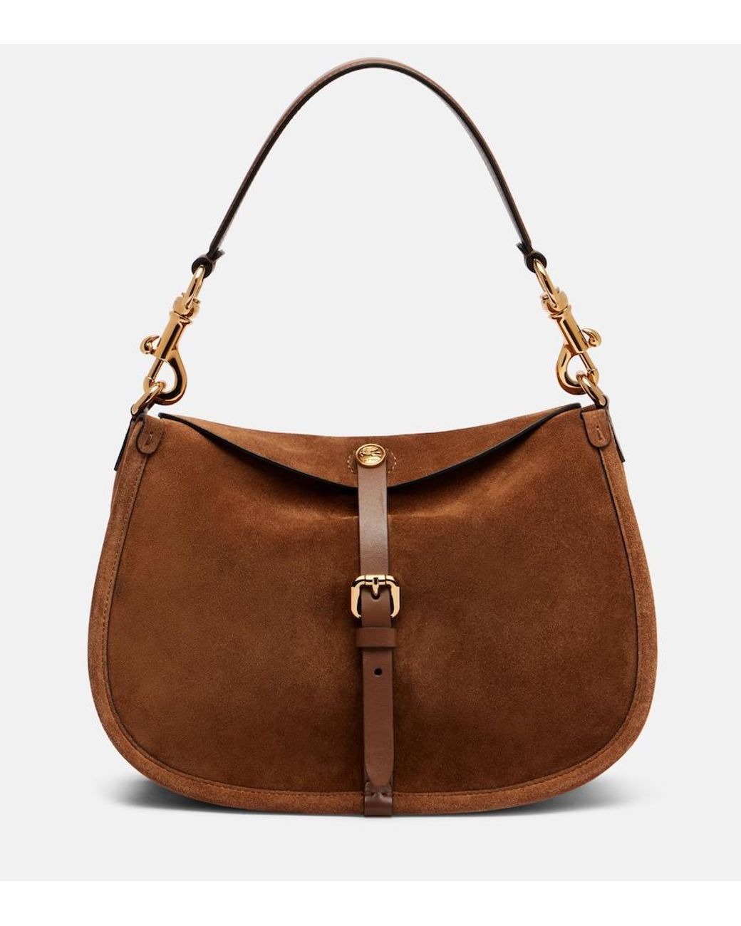 Etro Brown Small Suede Shoulder Bag