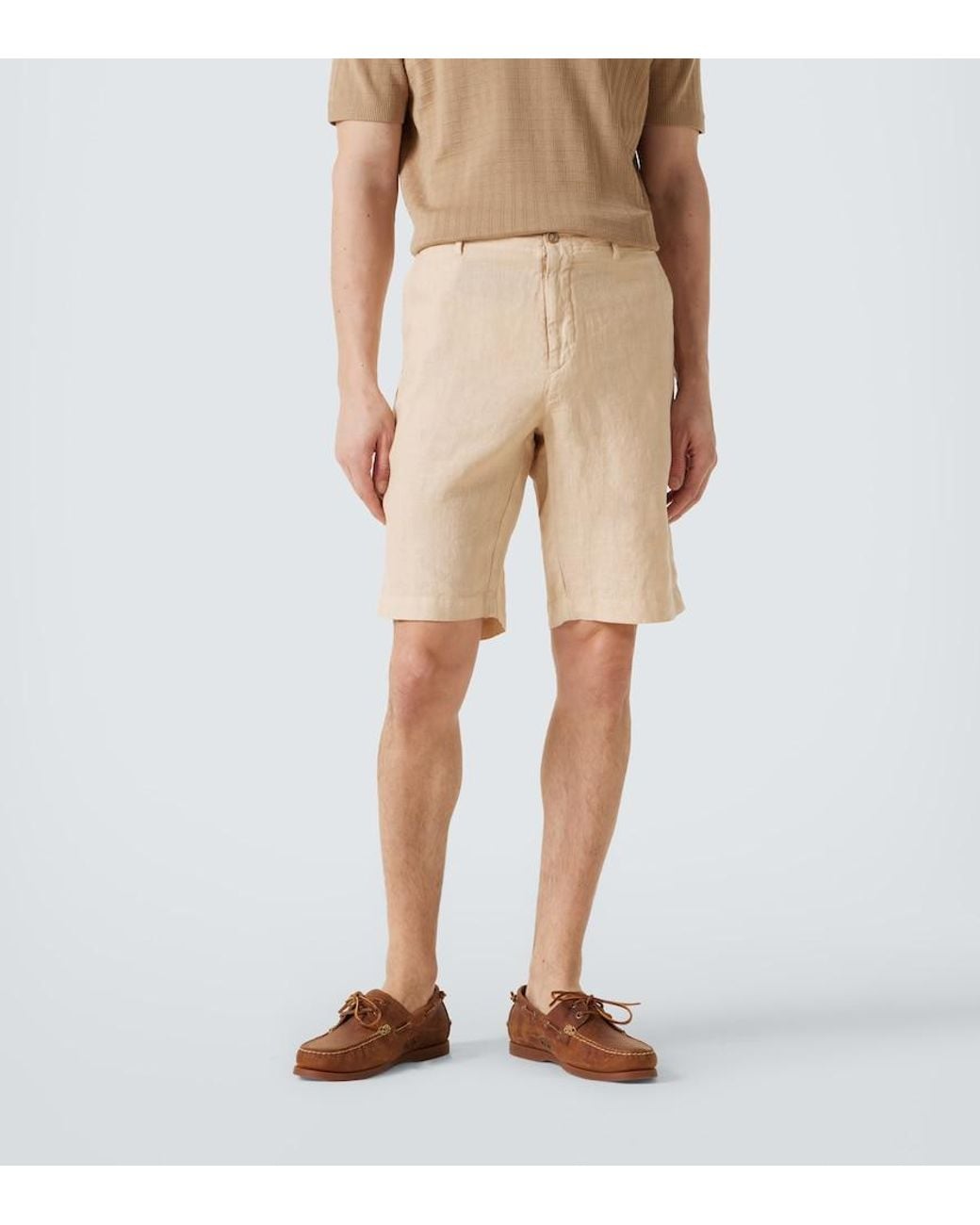Fedeli Natural Linen Bermuda Shorts for men