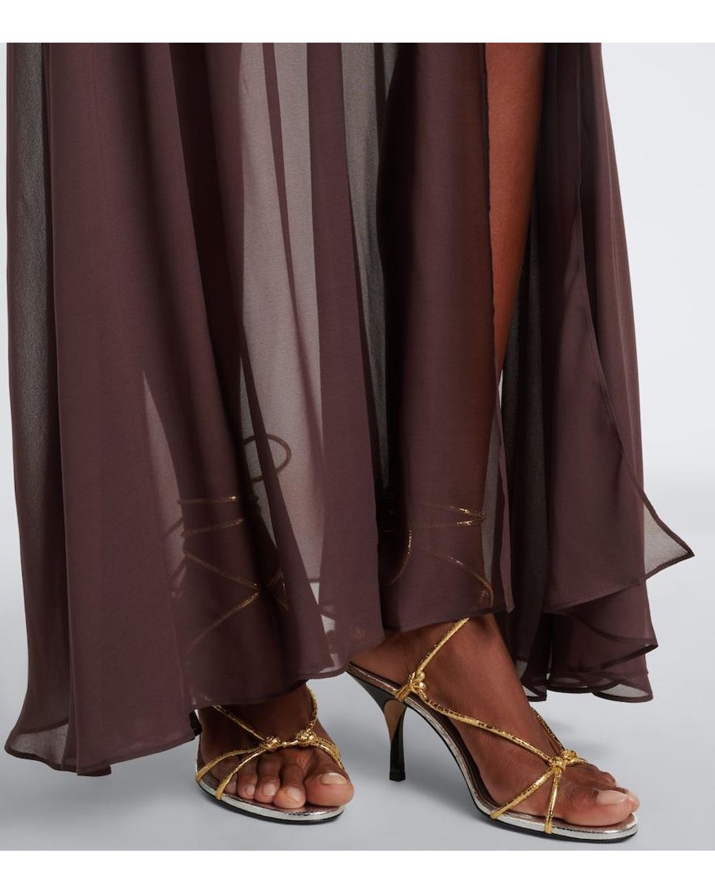 De La Vali Purple Amaya Gathered Chiffon Maxi Skirt