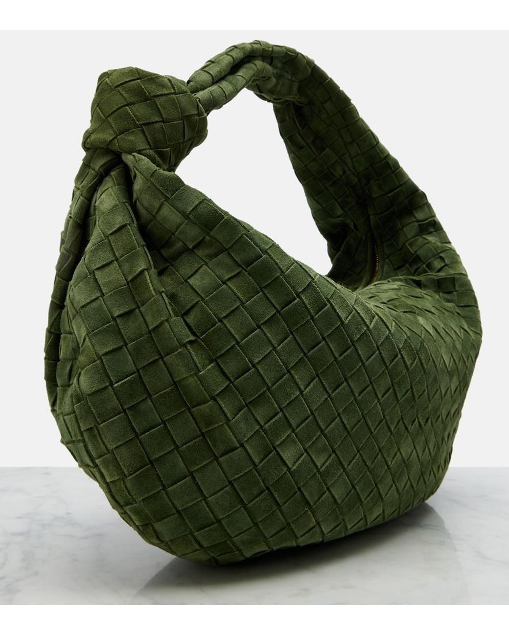 Bottega Veneta Green Jodie Small Suede Shoulder Bag