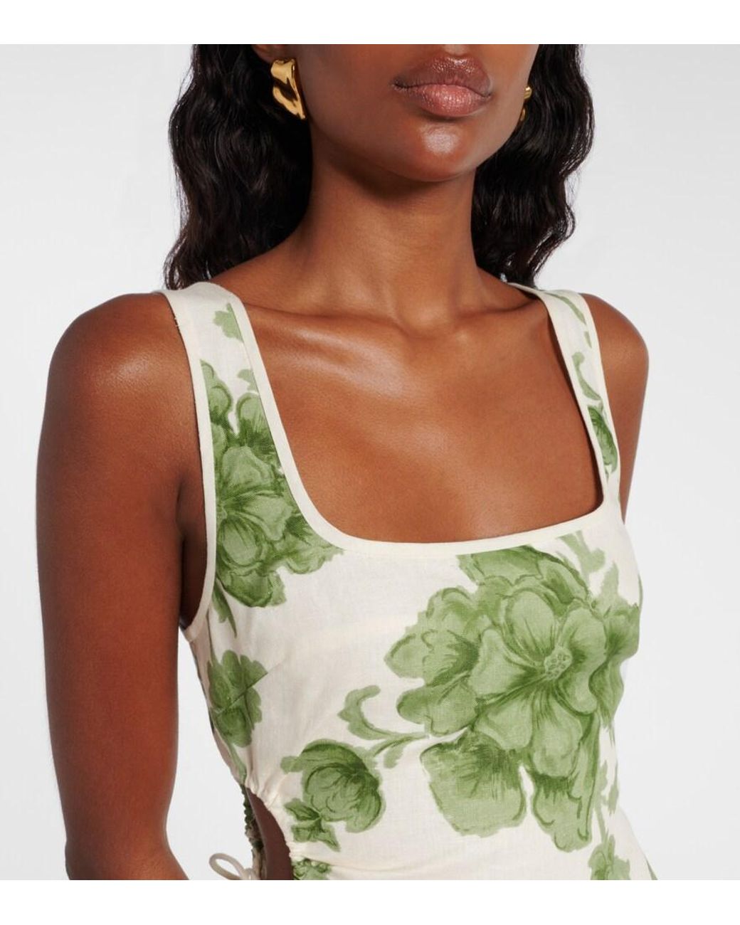 Sir Green Gardella Cutout Floral Linen Minidress