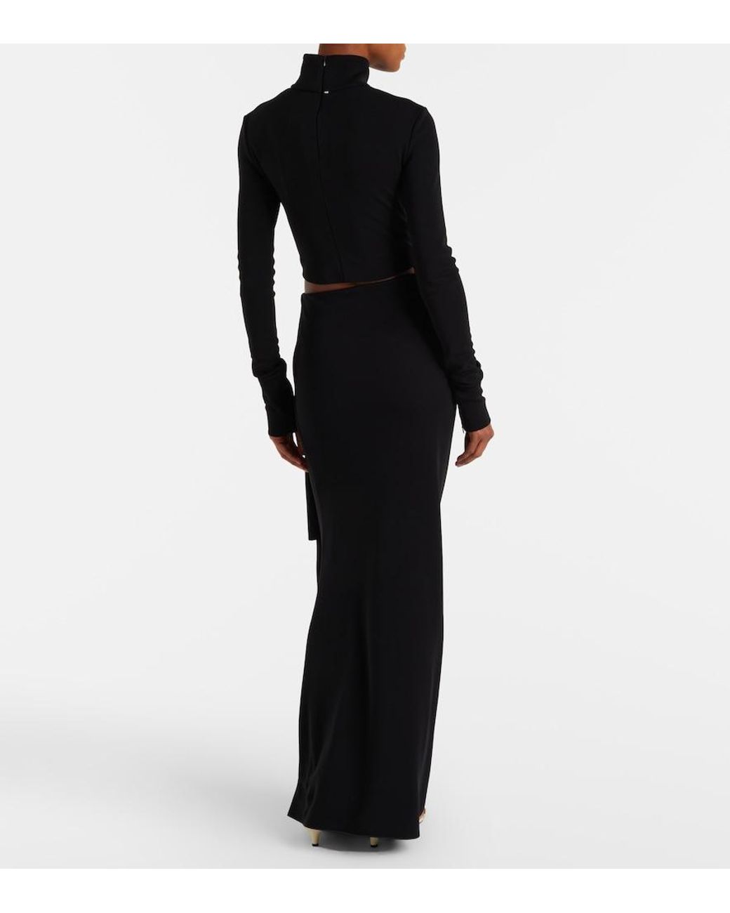 Sportmax Black Cutout Jersey Maxi Dress