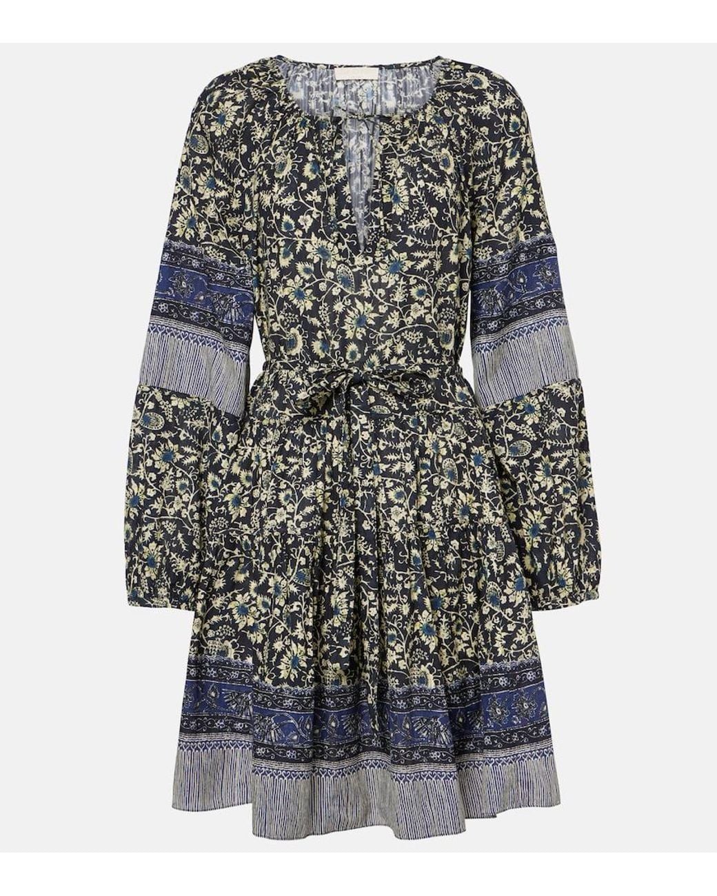 Ulla Johnson Blue Abri Floral Printed Cotton Minidress