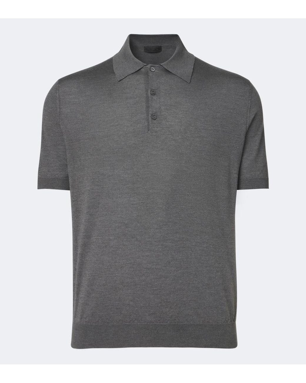 Prada Gray Cashmere And Silk Polo Shirt for men