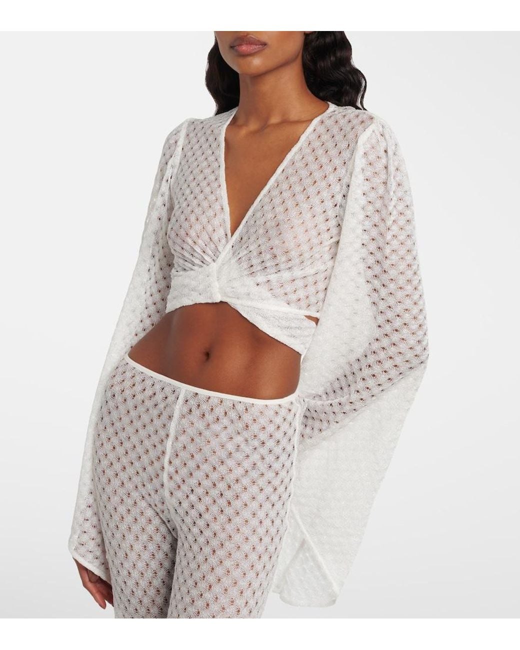 Missoni White Lame Crop Top